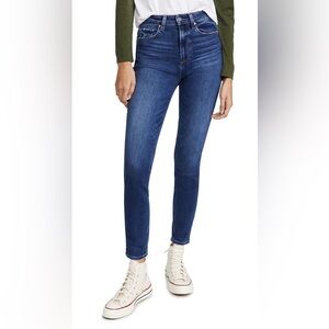 Paige - Cheeky High Rise Ankle Skinny Jeans in Dark Wash Denim
